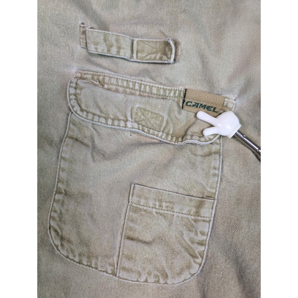 Vintage Camel Button Down Shirt Mens L Khaki 1996 Distressed Cotton Canvas - Picture 14 of 15